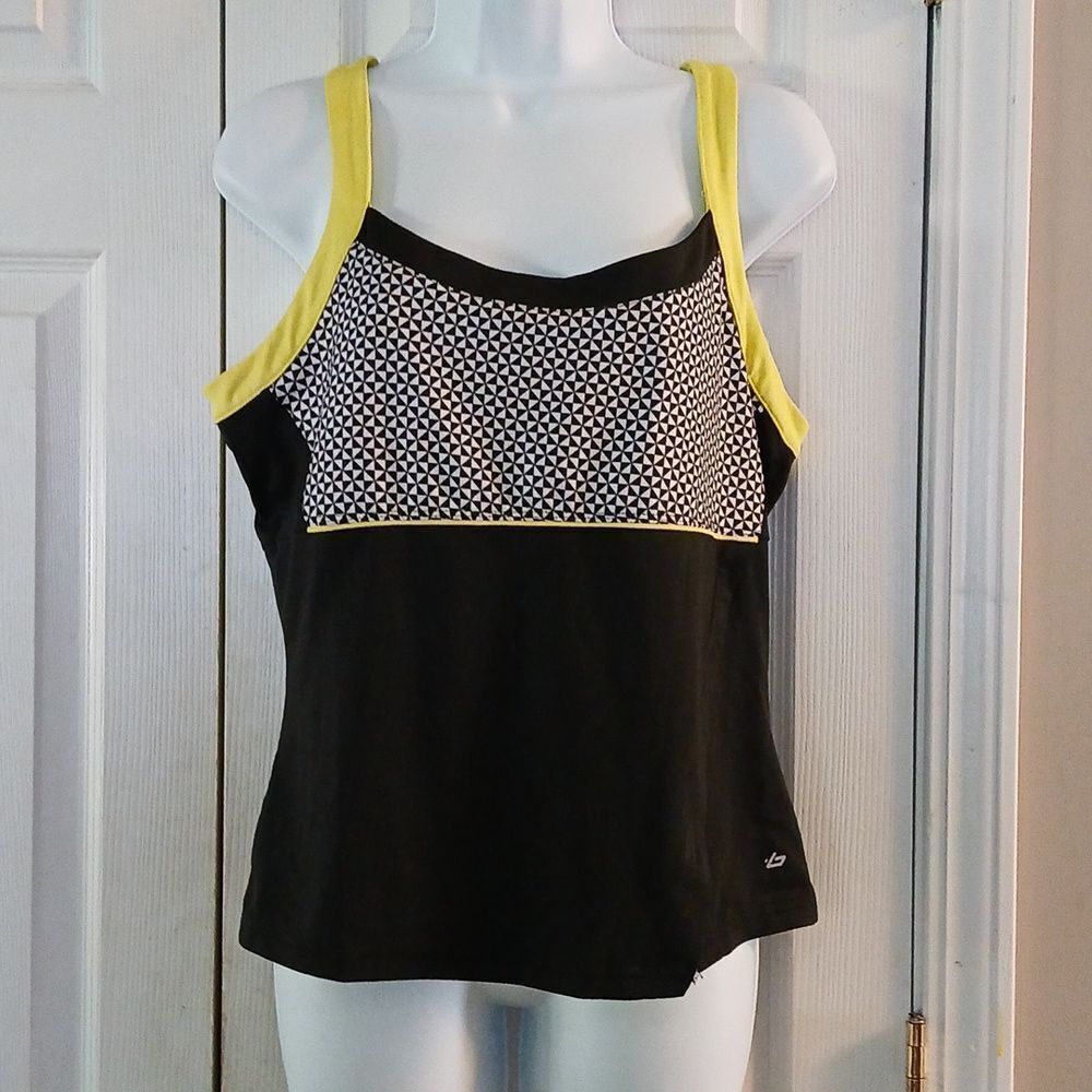 Bolle high performance black yellow white athletic tennis tank top  Sz L